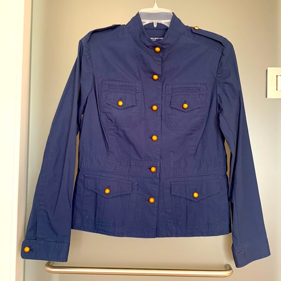 Jones NewYork Signature Navy Blue Military Style Light Weight Jacket Size M - Picture 1 of 4